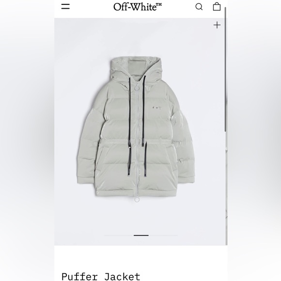 Off White Velvet Effect Puffer - Picture 4 of 11